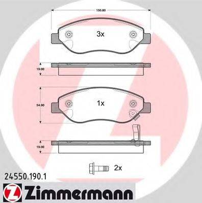 ZIMMERMANN 245501901 Комплект гальмівних колодок, дискове гальмо