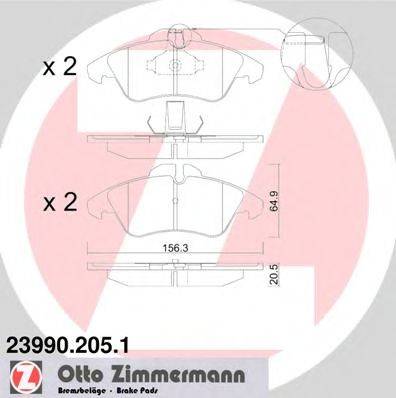 ZIMMERMANN 239902051 Комплект гальмівних колодок, дискове гальмо