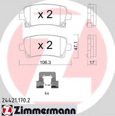 ZIMMERMANN 244211702 Комплект гальмівних колодок, дискове гальмо