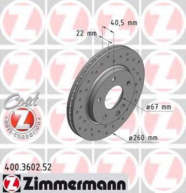 ZIMMERMANN 400360252 гальмівний диск