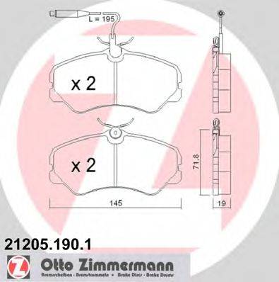 ZIMMERMANN 212051901 Комплект гальмівних колодок, дискове гальмо