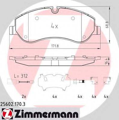 ZIMMERMANN 256021703 Комплект гальмівних колодок, дискове гальмо