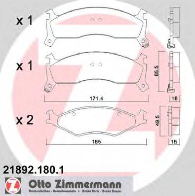 ZIMMERMANN 218921801 Комплект гальмівних колодок, дискове гальмо