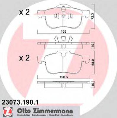 ZIMMERMANN 230731901 Комплект гальмівних колодок, дискове гальмо