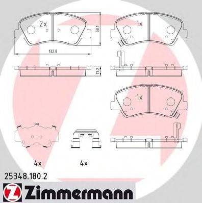 ZIMMERMANN 253481802 Комплект гальмівних колодок, дискове гальмо