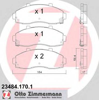 ZIMMERMANN 234841701 Комплект гальмівних колодок, дискове гальмо