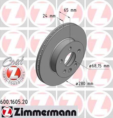 ZIMMERMANN 600160520 гальмівний диск