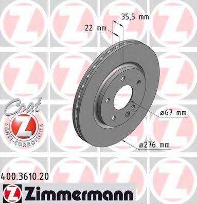 ZIMMERMANN 400361020 гальмівний диск