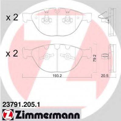 ZIMMERMANN 237912051 Комплект гальмівних колодок, дискове гальмо