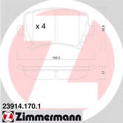 ZIMMERMANN 239141701 Комплект гальмівних колодок, дискове гальмо