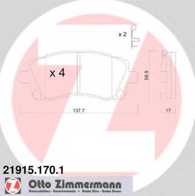 ZIMMERMANN 219151701 Комплект гальмівних колодок, дискове гальмо