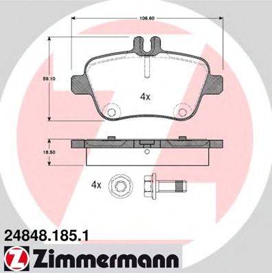 ZIMMERMANN 248481851 Комплект гальмівних колодок, дискове гальмо