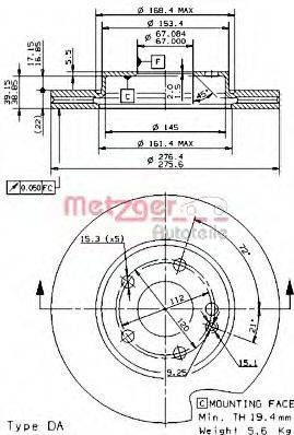 METZGER 24851V гальмівний диск