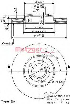 METZGER 24919V гальмівний диск