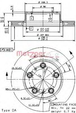 METZGER 24921 гальмівний диск