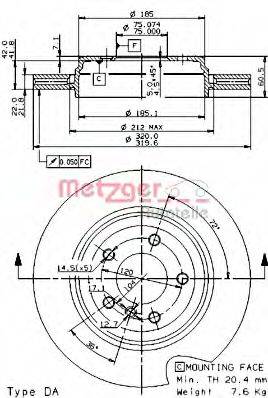 METZGER 24936V гальмівний диск