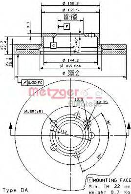 METZGER 25071V гальмівний диск