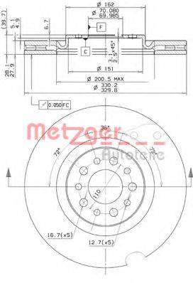 METZGER 24995 гальмівний диск