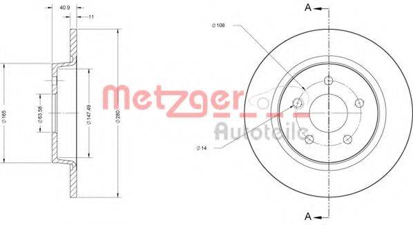 METZGER 6110180 гальмівний диск