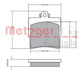 METZGER 1170016 Комплект гальмівних колодок, дискове гальмо