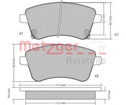 METZGER 1170359 Комплект гальмівних колодок, дискове гальмо