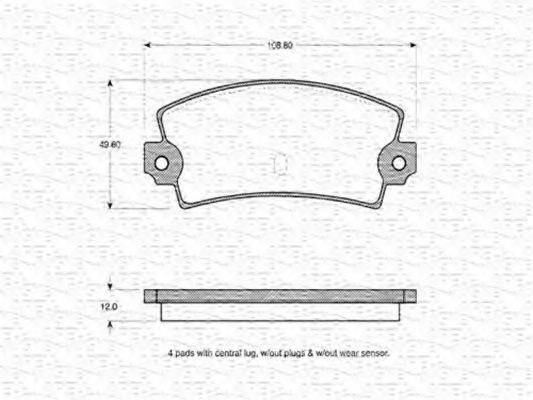 MAGNETI MARELLI 363702160143 Комплект гальмівних колодок, дискове гальмо