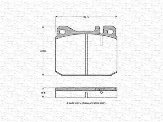 MAGNETI MARELLI 363702160348 Комплект гальмівних колодок, дискове гальмо