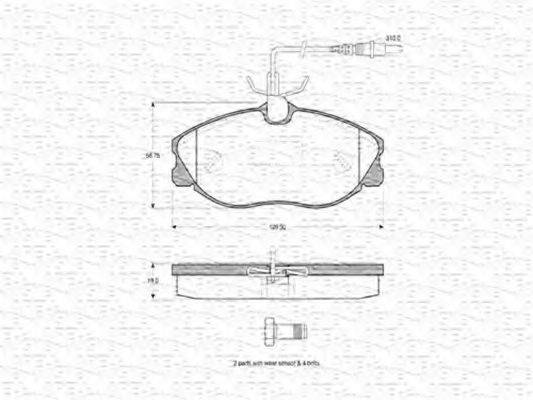 MAGNETI MARELLI 363702160363 Комплект гальмівних колодок, дискове гальмо