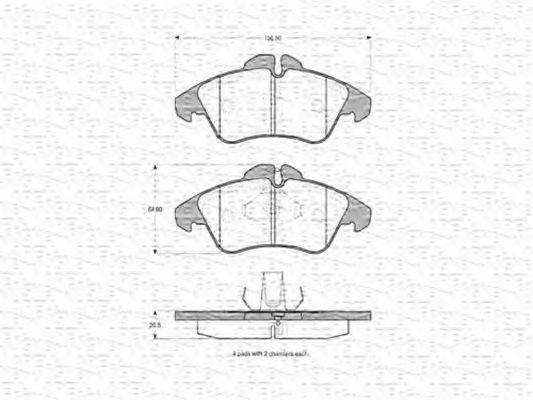 MAGNETI MARELLI 363702160394 Комплект гальмівних колодок, дискове гальмо