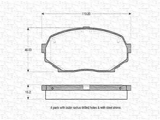 MAGNETI MARELLI 363702160525 Комплект гальмівних колодок, дискове гальмо