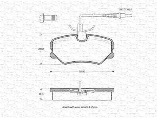 MAGNETI MARELLI 363702160532 Комплект гальмівних колодок, дискове гальмо