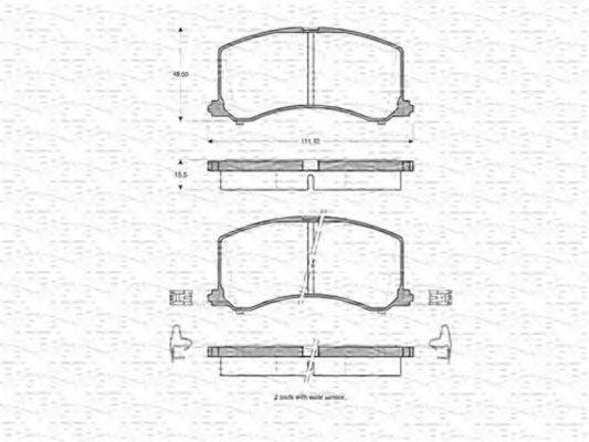 MAGNETI MARELLI 363702160752 Комплект гальмівних колодок, дискове гальмо