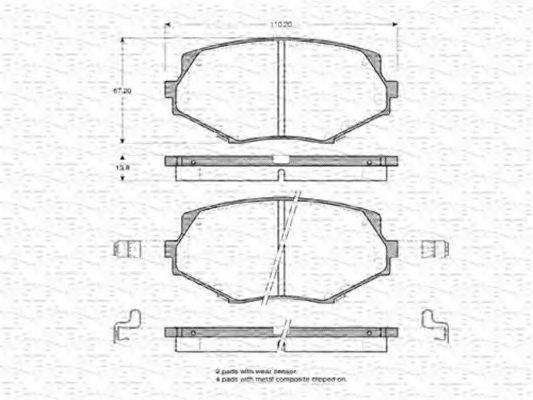 MAGNETI MARELLI 363702160757 Комплект гальмівних колодок, дискове гальмо