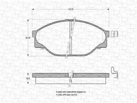 MAGNETI MARELLI 363702160761 Комплект гальмівних колодок, дискове гальмо