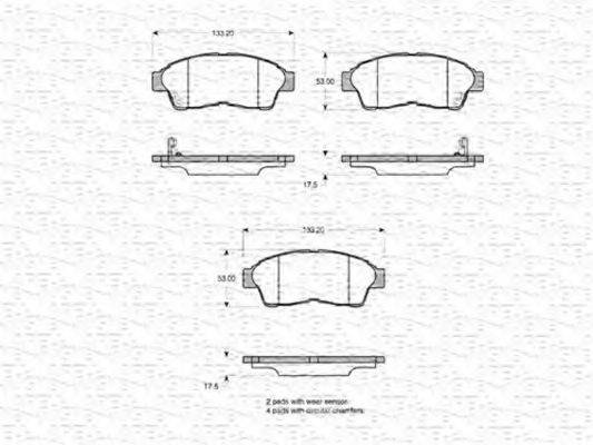 MAGNETI MARELLI 363702160781 Комплект гальмівних колодок, дискове гальмо