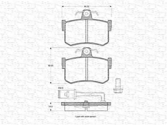 MAGNETI MARELLI 363702160857 Комплект гальмівних колодок, дискове гальмо