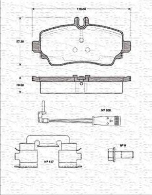 MAGNETI MARELLI 363702161205 Комплект гальмівних колодок, дискове гальмо