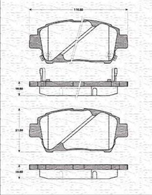 MAGNETI MARELLI 363702161213 Комплект гальмівних колодок, дискове гальмо