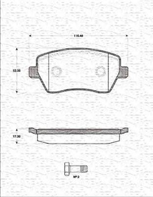 MAGNETI MARELLI 363702161250 Комплект гальмівних колодок, дискове гальмо